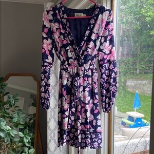 Eliza J Navy Dress with Pink Accent